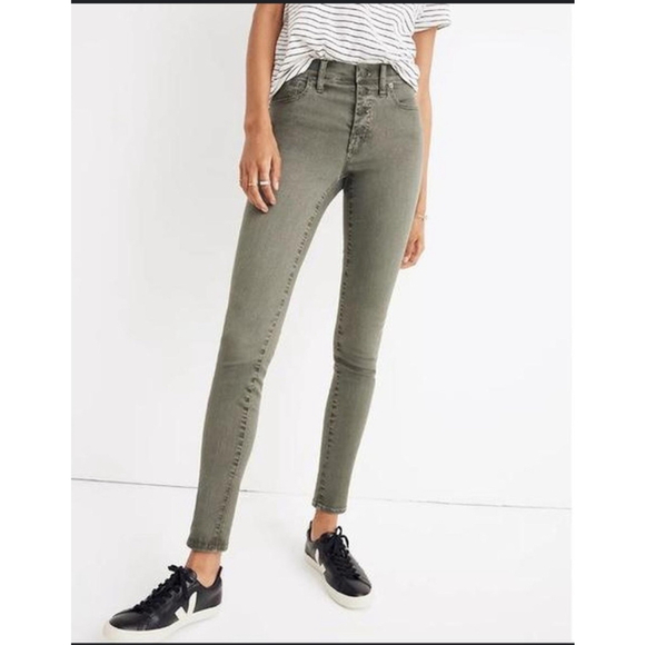 Madewell Skinny Jeans Women’s Size 26 Green High Rise Stretch Denim Pants Casual - Picture 1 of 8